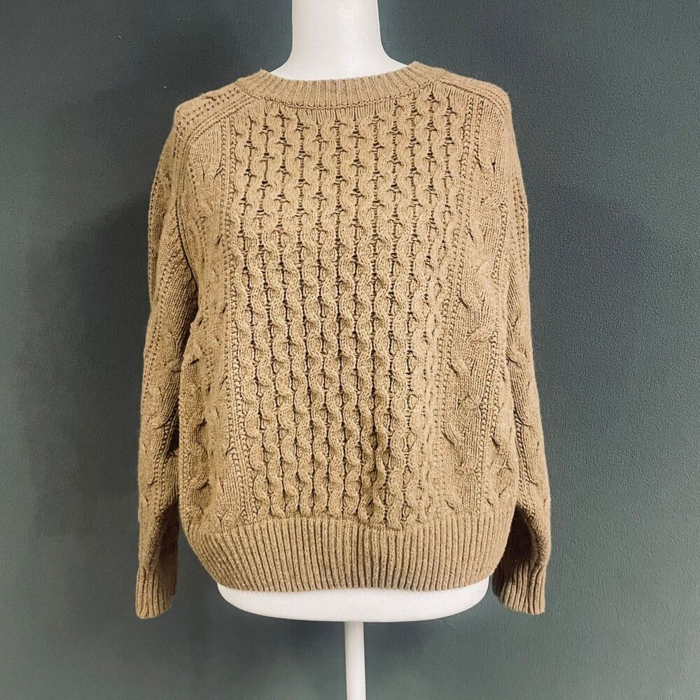 Universal Thread Womens L Brown Cable Knit Sweater Fisherman Cozy Grandpa Core
